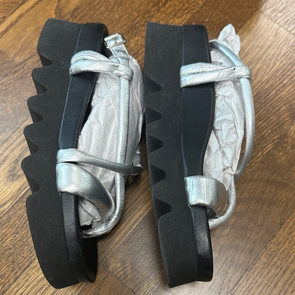 Silver Platform Sandals - image 4